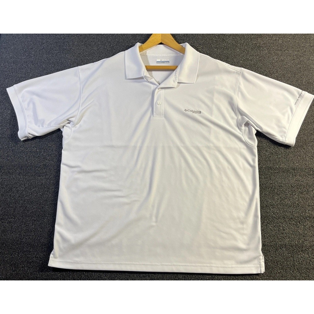 Columbia PFG Mens 2XL White Golf Polo‎ Shirt Short Sleeve